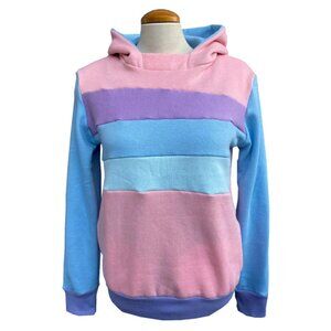 Cotton Candy Upcycled Hoodie with Pockets Sweatshirt One-Of-A-Kind MungoCrafts